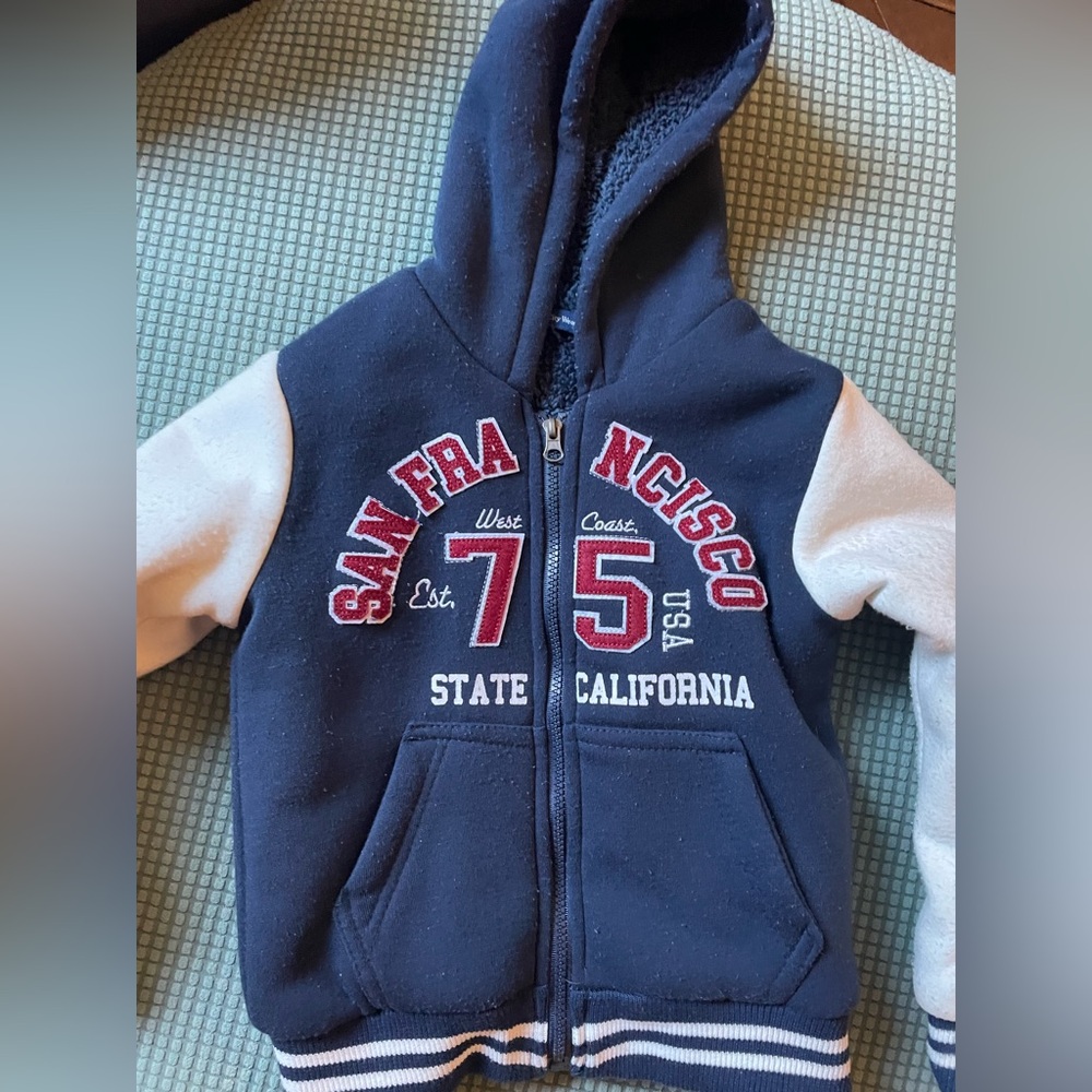 Kids Navy and White Hoodie